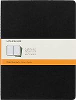 Moleskine Cahier Journal, Soft Cover, XL (7.5" x 9.5") Ruled/Lined, Black, Kraft Brown, Myrtle Green, 120 Pages (Set of 3)